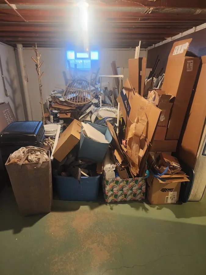 Roll-off dumpster container at job site for 20 Yard Dumpster Rental in Metuchen